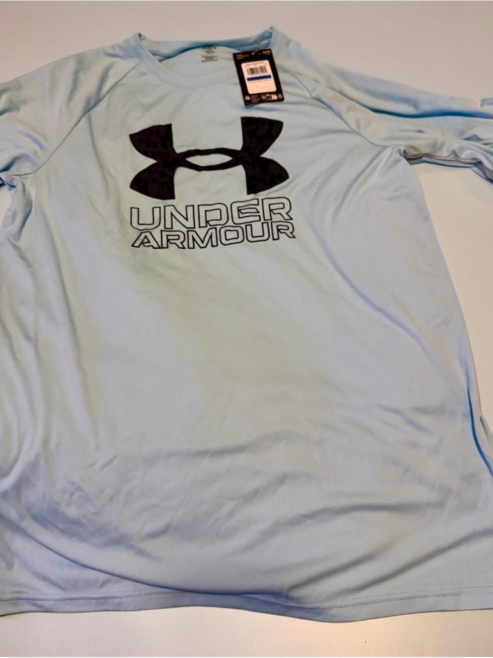 Under Armour Light Blue Short Sleeve Performance Tee with Black Logo - Picture 2 of 3